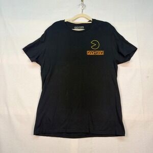 Pac-Man Mens Black Graphic T-Shirt Neon Ghost Back Print C-Life Group Large